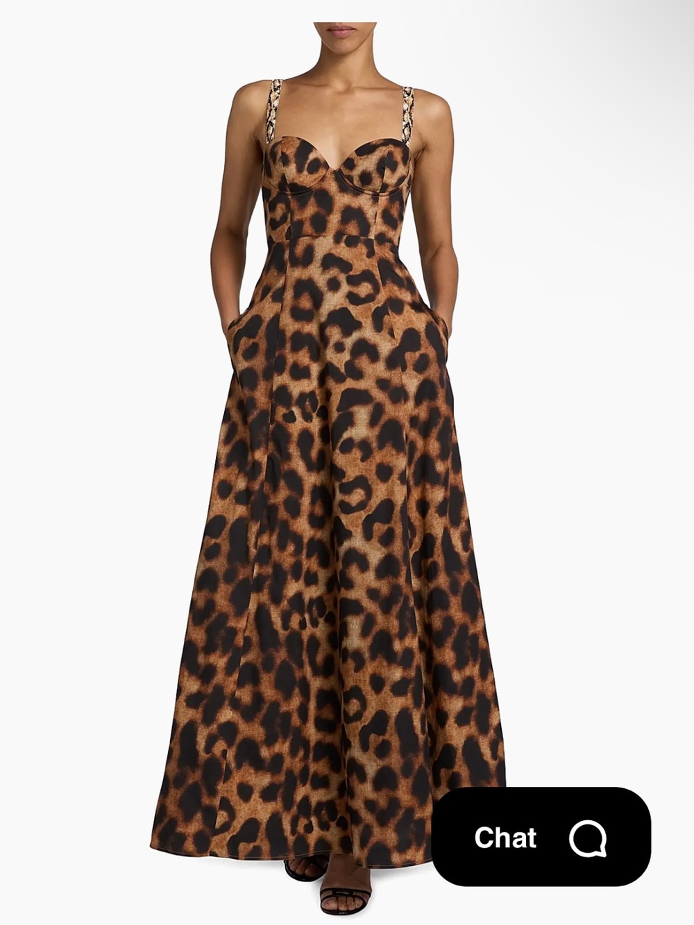 L'AGENCE Leopard Print Maxi Gown in Brown and Black